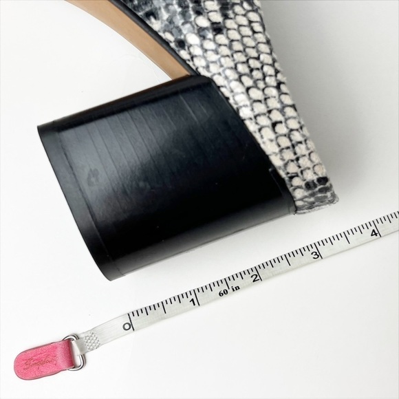 ASOS Reptile Snakeskin Mules 40 9.5 black white neutral square toe shoes heels - Picture 11 of 13